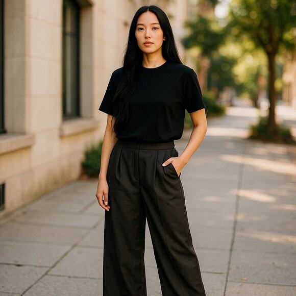 Misa Los Angeles-Filippa Pants/Trousers–Size XXS–Wide Leg Emerald-100% Satin- - Picture 1 of 4